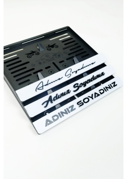 Isme Özel Beyaz Pleksi Motor Plakalık