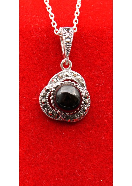 925 Ayar Kadın Oltu Taşı Kadın Kolye SK00099