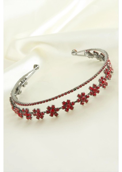 Çiçek Lüks Taşlı Gelin Tacı