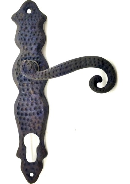 Antika Tarz Dekoratif Pirinç Ferforje Oda Kapı Kolu - 210X43 Mm, Oksit ( Lisinya )