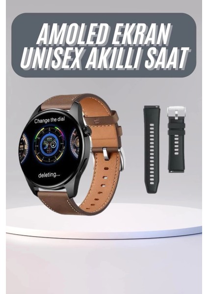 Yeni Nesil Akıllı Saat Çift Kordonlu 1.5 Inç Yuvarlak Ekran Gps ve Nfc Uyumlu