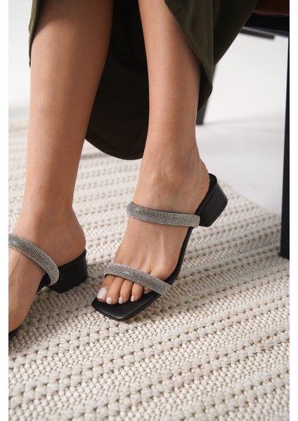 Stella Kalın Topuklu Siyah Kadın Terlik modelleri