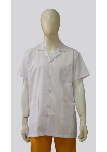 Erkek Klasik Yaka Ceket Boy Kısa Kol Doktor Öğretmen Eczane Laboratuvar Önlüğü