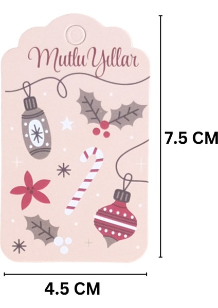 Yılbaşı Mutlu Yıllar Yazılı Hediye Etiketi, Yeniyıl Kokina Temalı Paketleme Kartı, 50 Adet-4.5x7.5cm fiyatları