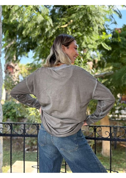 NC50793 Italyan Beauty Yazılı Coton Sweatshirt Vizon