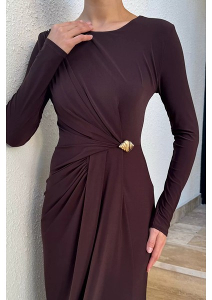 Bel Büzgülü Tokalı Kadın Elbise P-00018449 modelleri