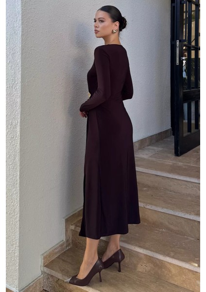Bel Büzgülü Tokalı Kadın Elbise P-00018449 fırsatları