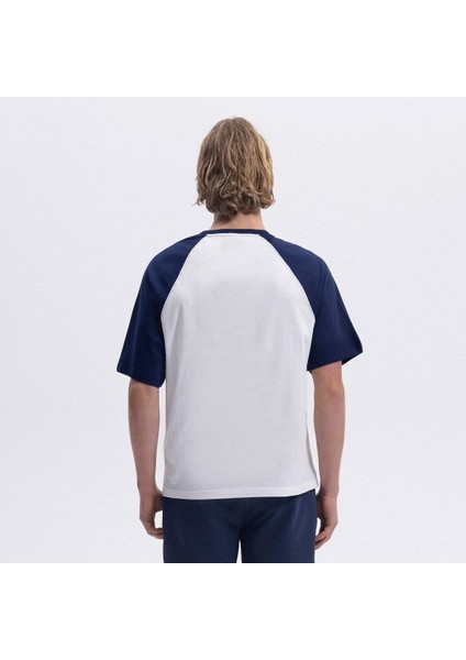 EM009-2-NV Bisiklet Yaka Erkek T-Shirt - Beyaz / Lacivert fiyatları