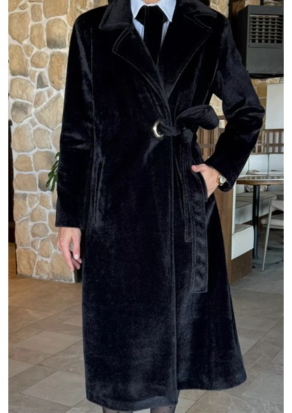 Kadın Gold Tokalı Kuşaklı Iç Astarlı Sakallı Kaban P-00018445 modelleri