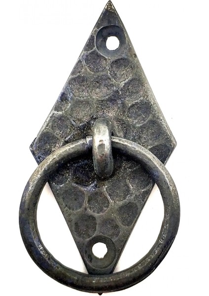 Antika Tarz Dekoratif Pirinç Dik Baklava Halka , Mobilya Kulbu - 82X41 Mm, Oksit ( Lisinya )