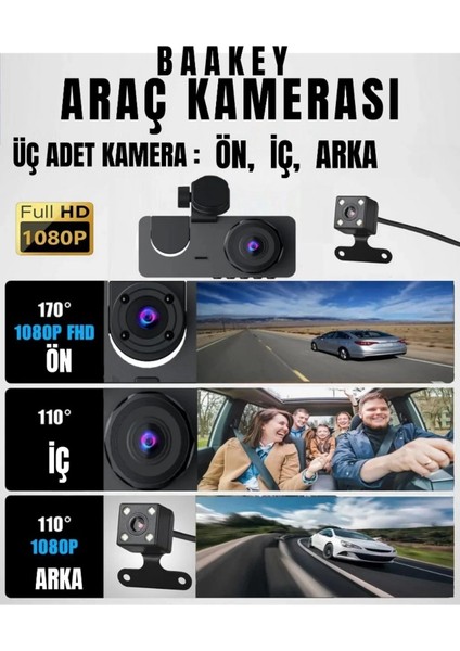 Üç Kameralı Wi‑fi Araç Içi Kamera – Gps Takip & G-Sensor Özellikli Güvenlik Çözümü