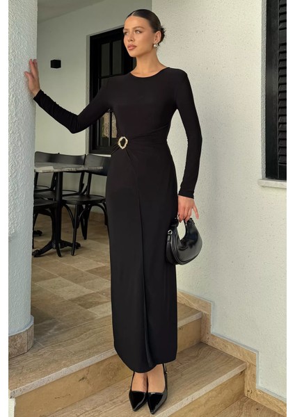 Kadın Bel Tokalı Elbise P-00018453