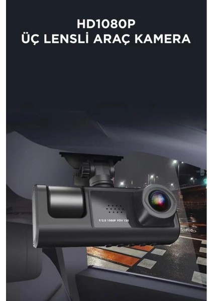 Ta-01 Siyah 1080P Araç Içi 3 Kameralı LCD Ekranlı Gece Görüşlü , G-Sensör , Geri Görüş Kamera indirimleri