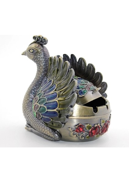 Buğz Metal Tavuskuşu Figürü Küllük ALK1663