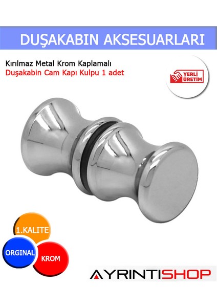 Ayrıntıshop Kırılmaz Metal Krom Kaplamalı Duşakabin Cam Kapı Kulpu