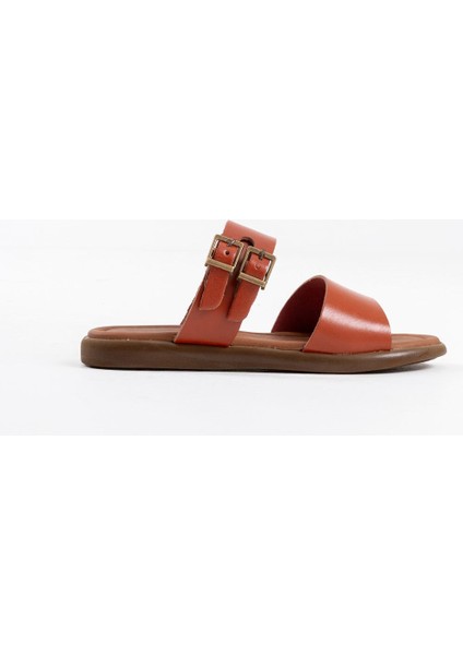 Kares Kiremit Hakiki Deri Terlik