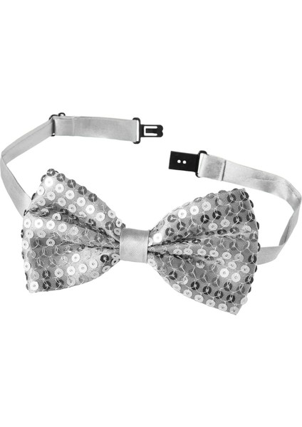 Gece Işıltısı Gümüş Payetli Pullu Papyon 7x2 cm (4989) modelleri