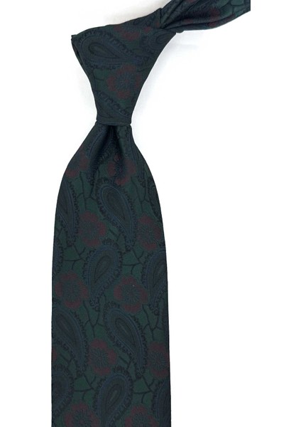 Yeşil Şal Desen Mendilli Klasik Kravat KK13126 fiyatları