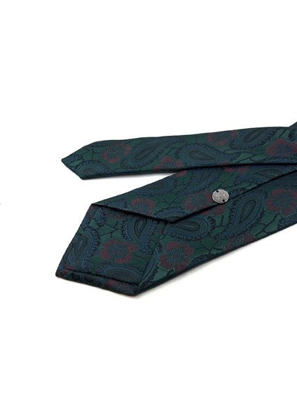 Yeşil Şal Desen Mendilli Klasik Kravat KK13126