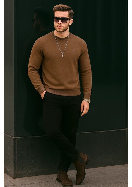 Erkek Basic Pamuklu Salaş Kışlık Kahve Sweatshirt indirimleri