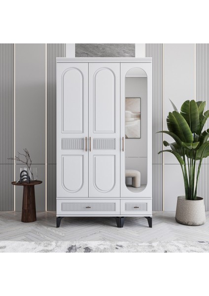 Slope 3 Kapaklı Mdf Ayaklı Tasarım Country Gardırop