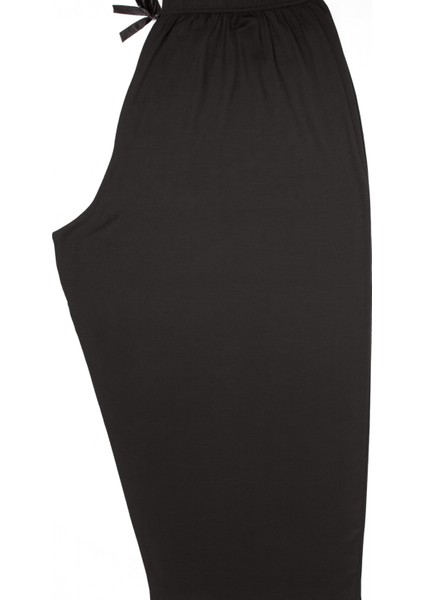 Yüksek Bel Yazlık Kapri Boy Siyah Büyük Beden Düz Pijama Altı fiyatları