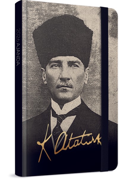 2026 139-AKK Atatürk Iplik Dikişli Sert Kapak 13X21 Günlük Krem Ajanda