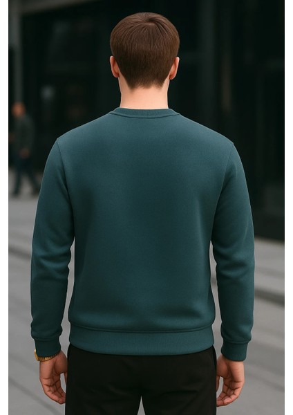 Erkek Basic Pamuklu Salaş Kışlık Bol Mavi Sweatshirt fiyatları