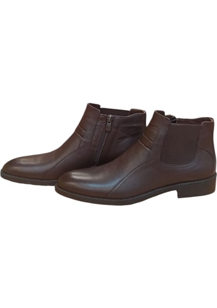 Erkek Hakiki Deri Bot Fantazi Kalıp Kauçuk Kaydırmaz Taban Ince Zarif Siyah ve Kahve S2023 Ayakkabı