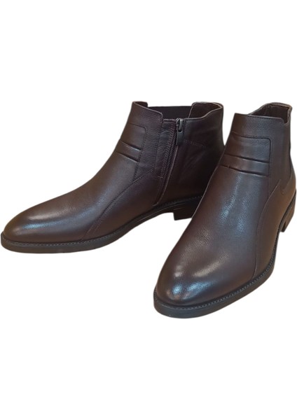 Erkek Hakiki Deri Bot Fantazi Kalıp Kauçuk Kaydırmaz Taban Ince Zarif Siyah ve Kahve S2023 Ayakkabı