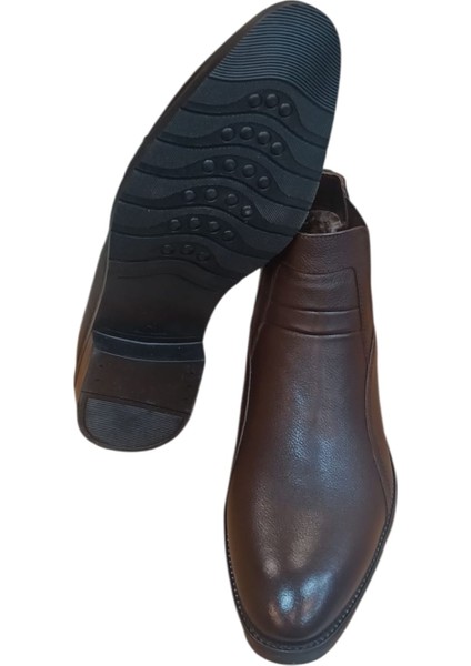 Erkek Hakiki Deri Bot Fantazi Kalıp Kauçuk Kaydırmaz Taban Ince Zarif Siyah ve Kahve S2023 Ayakkabı