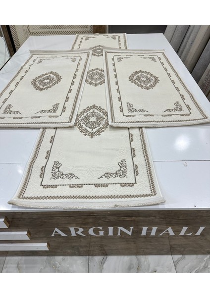 Yatak Odası Halısı 3'lü Set Kahve Renk Argın Halı