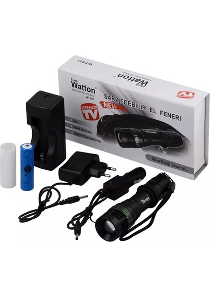 Buğz Black WT-037-ŞARJLI Zoomlu Acil Durum Feneri