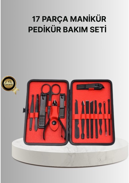 Şık Kutu Tasarımlı 17 Parça Manikür Pedikür Seti Dayanıklı ve Hijyenik