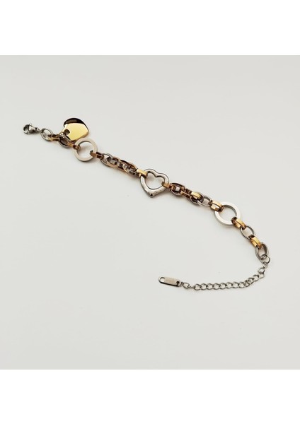 Çelik Kalp Charmlı Iki Renk Bileklik