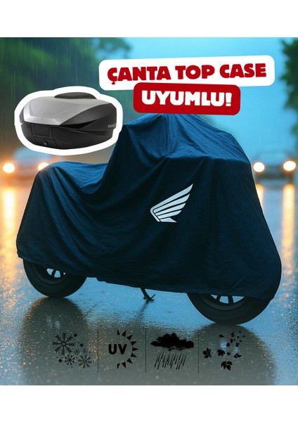 Honda Dio Dylan 150 Motor Branda Siyah Su Geçirmez Topcase Çanta Uyumlu Logolu Motosiklet Brandası