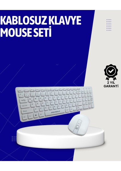 Klavye Mouse Seti Sessiz Kablosuz Türkçe Tv Pc Uyumlu