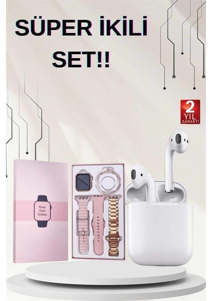 3 Kordonlu Dokunmatik Ekran Akıllı Saat ve 2.nesil Kablosuz Bluetooth Kulaklık Anc/enc fiyatları