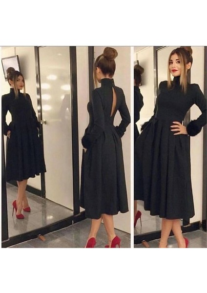 Toridas Günlük Sırt Dekolteli Pileli Kadın Elbise 712SIYAH3 fırsatları