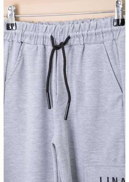 Gri Yazı Baskılı Cepli Erkek Çocuk Beli Lastikli Eşofman Altı 20203 modelleri