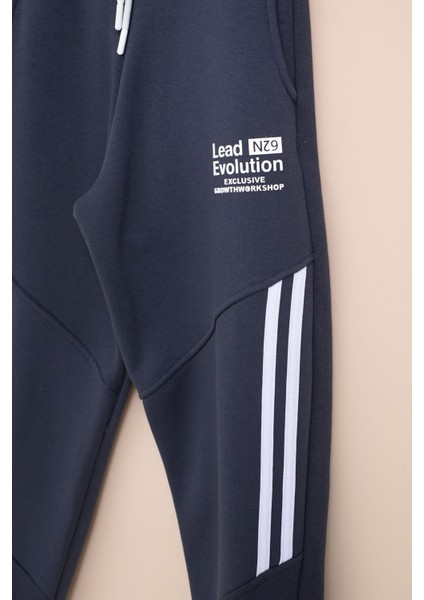 Lacivert Şerit Detaylı Yazı Baskılı Beli Lastikli Erkek Çocuk Eşofman Altı 21461 fiyatları