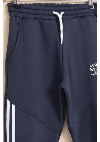 Lacivert Şerit Detaylı Yazı Baskılı Beli Lastikli Erkek Çocuk Eşofman Altı 21461 modelleri