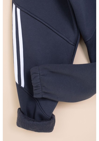 Lacivert Şerit Detaylı Yazı Baskılı Beli Lastikli Erkek Çocuk Eşofman Altı 21461 fırsatları