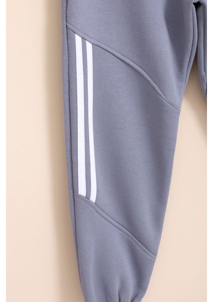 Füme Şerit Detaylı Yazı Baskılı Beli Lastikli Erkek Çocuk Eşofman Altı 21459 modelleri