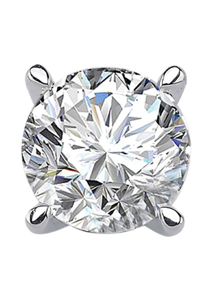 Beyaz Topaz Taşlı Büyük Tektaş Erkek Küpesi 0402E0031