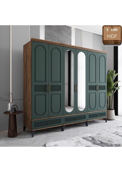 Slope 6 Kapaklı Mdf Ayaklı Tasarım Country Gardırop