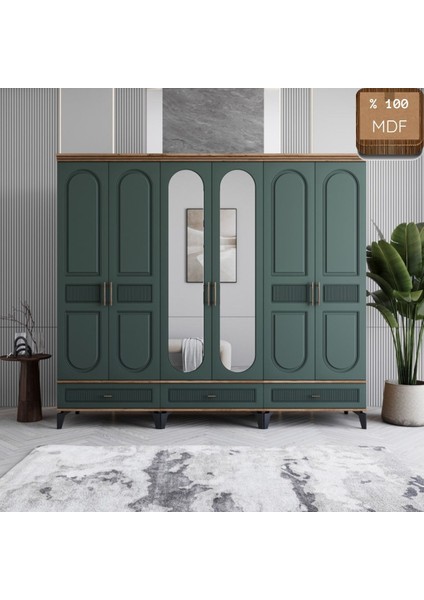 Slope 6 Kapaklı Mdf Ayaklı Tasarım Country Gardırop fiyatları