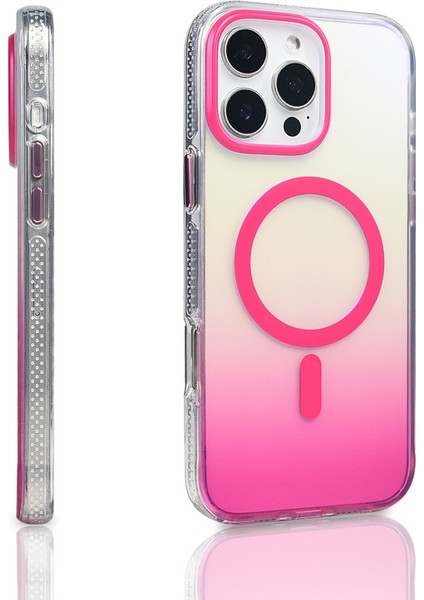 Apple iPhone 16 Pro Max Uyumlu M-Safe Şarj Özellikli Transparan Renk Geçişli Kılıf modelleri