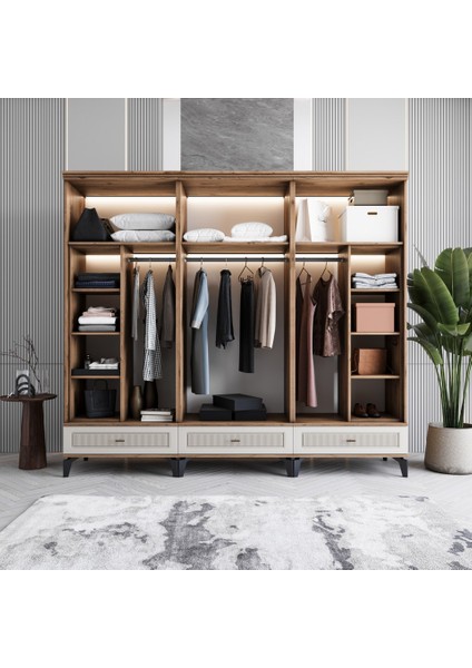Slope 6 Kapaklı Mdf Ayaklı Tasarım Country Gardırop modelleri