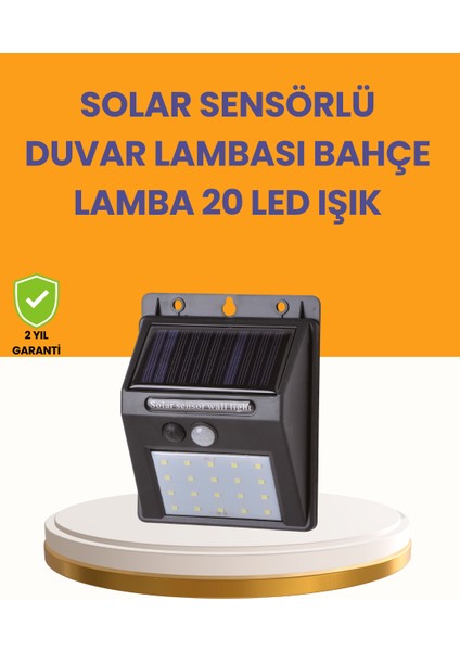 20 LED Güneş Enerjili Hareket Sensörlü Dış Mekan Duvar Lambası